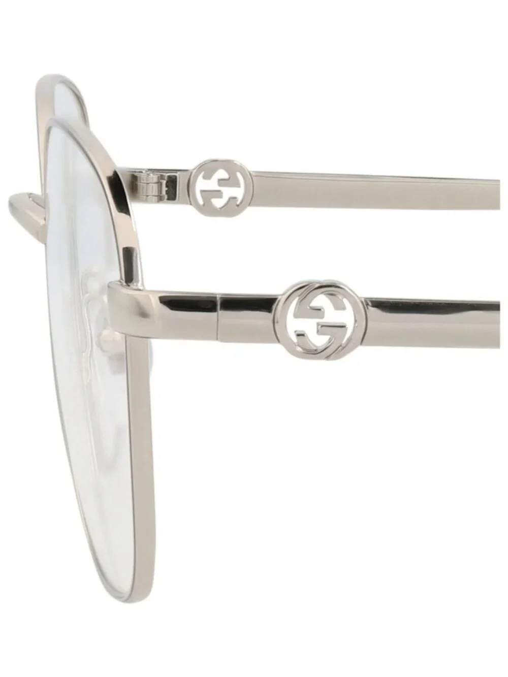 New Gucci Women's Eyeglasses Round Oval Metal Frame Silver Silver Transparent